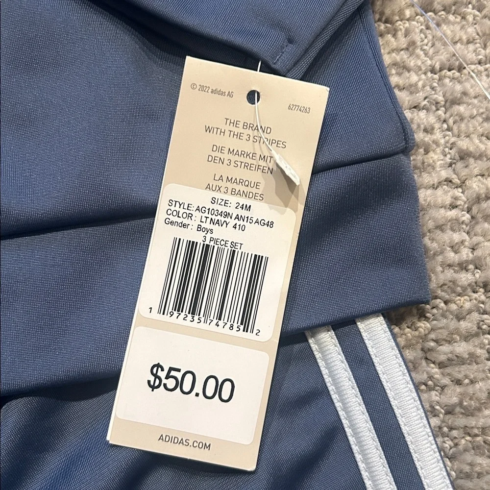 Adidas Youth Blue Tracksuit with White Stripes 24M